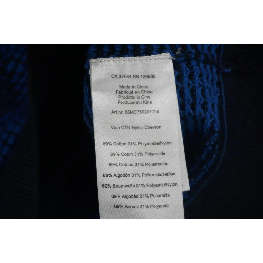 J. Lindeberg Sweater Men's Medium Blue Chevron Geometric Knit Crewneck‎ Pullover